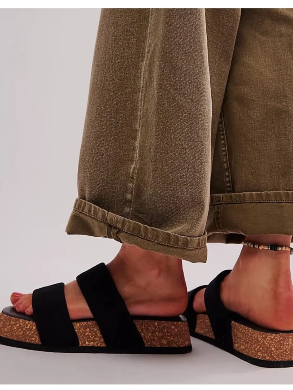 NWT Free People Fairmont Flared Suede Black Sandal Sz 7,5 No original box